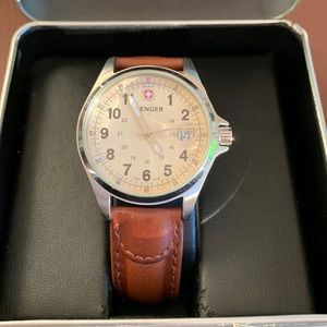 Swiss Army Men’s Wenger Watch with Brown Leather Strap